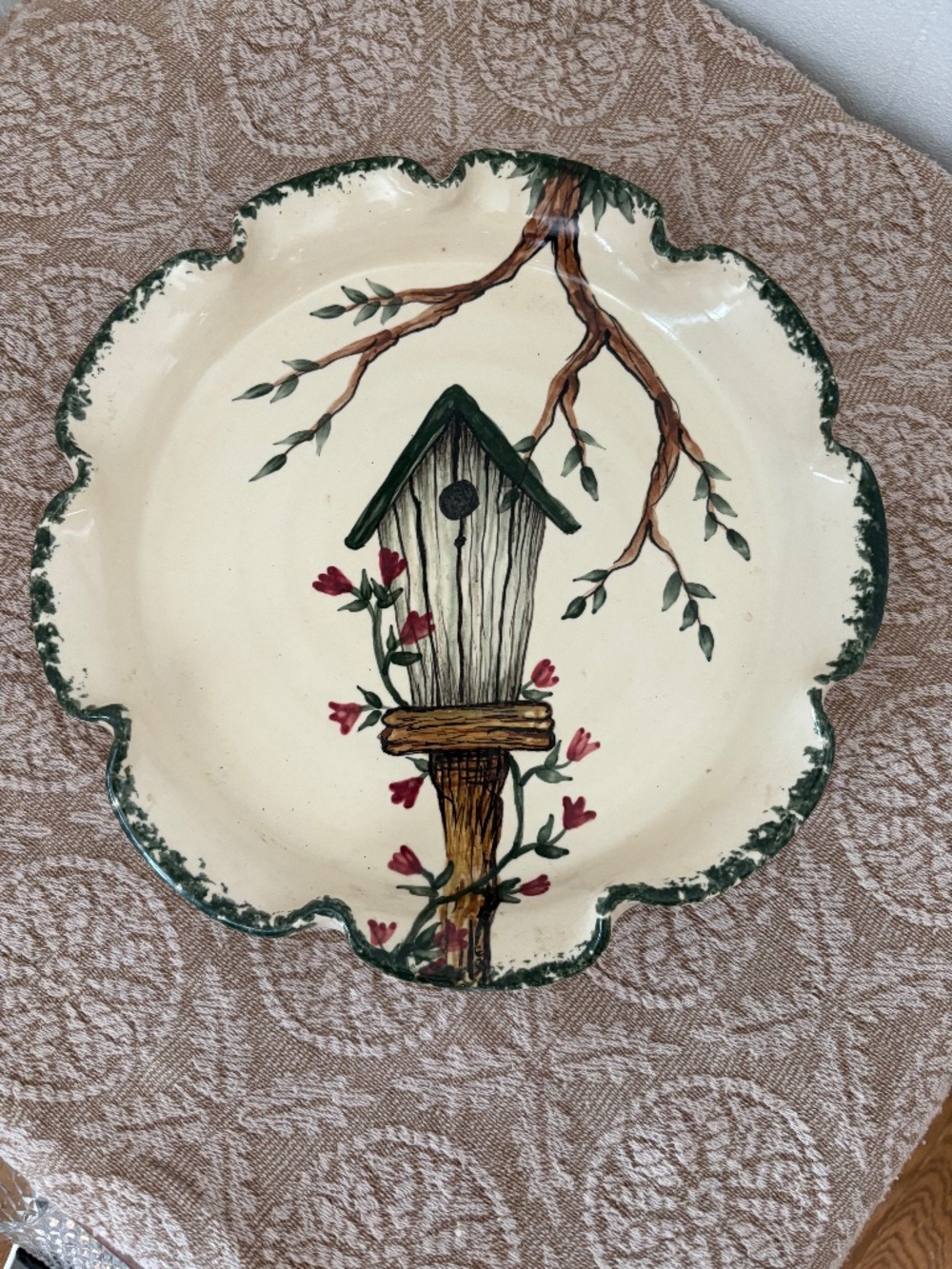 Vintage Ceramic Plate Birdhouse 10"
